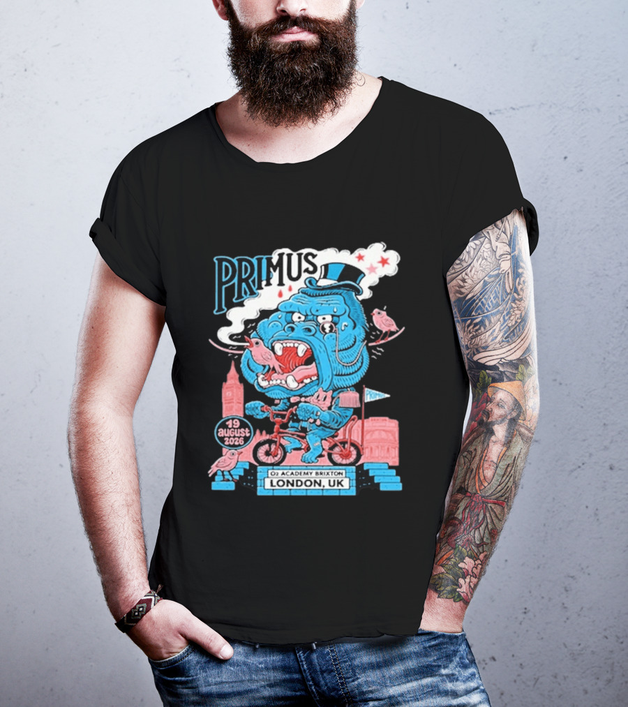 Primus 19 August 2026 O2 Academy Brixton London UK Blue Monster T-Shirt