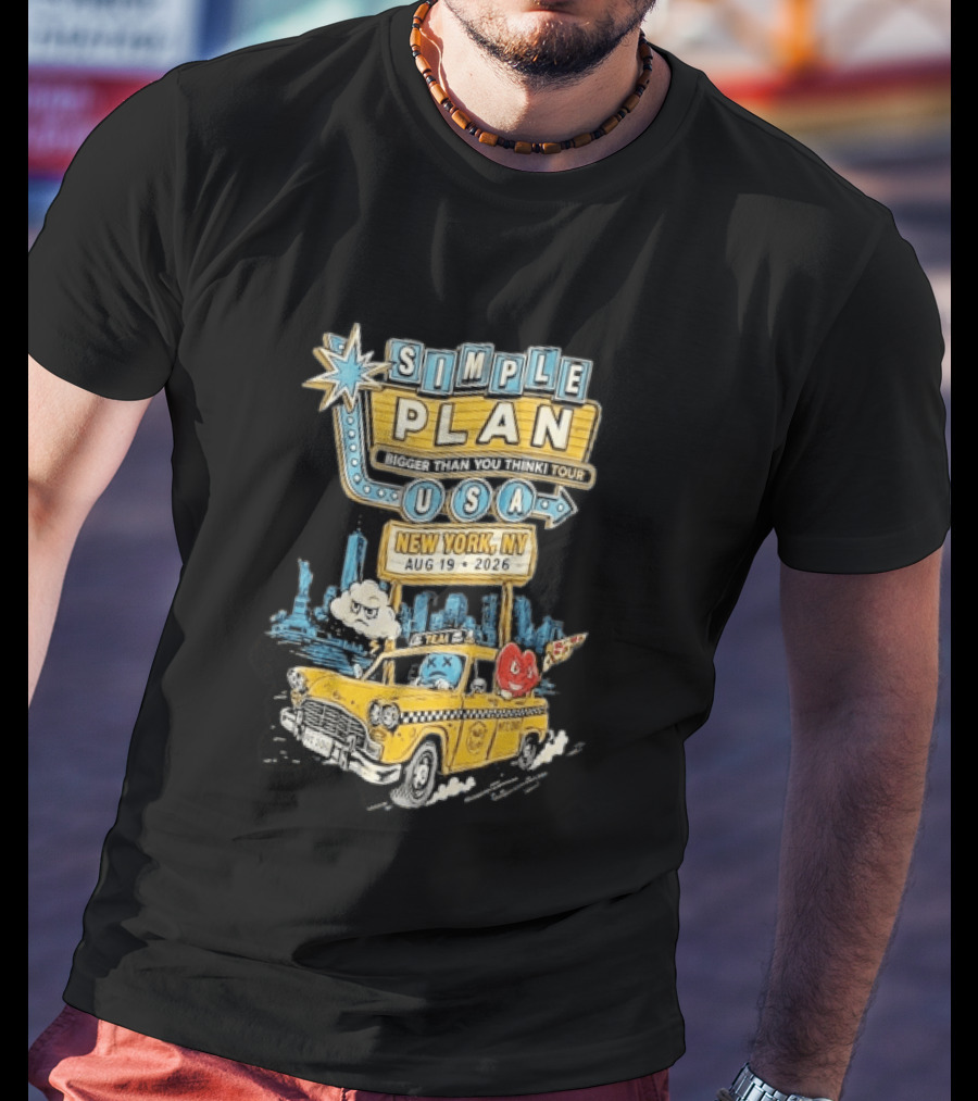 Simple Plan Bigger Than You Think Tour 2026 USA New York Event August 19 Capital One City Parks Foundation SummerStage Taxi T-Shirt
