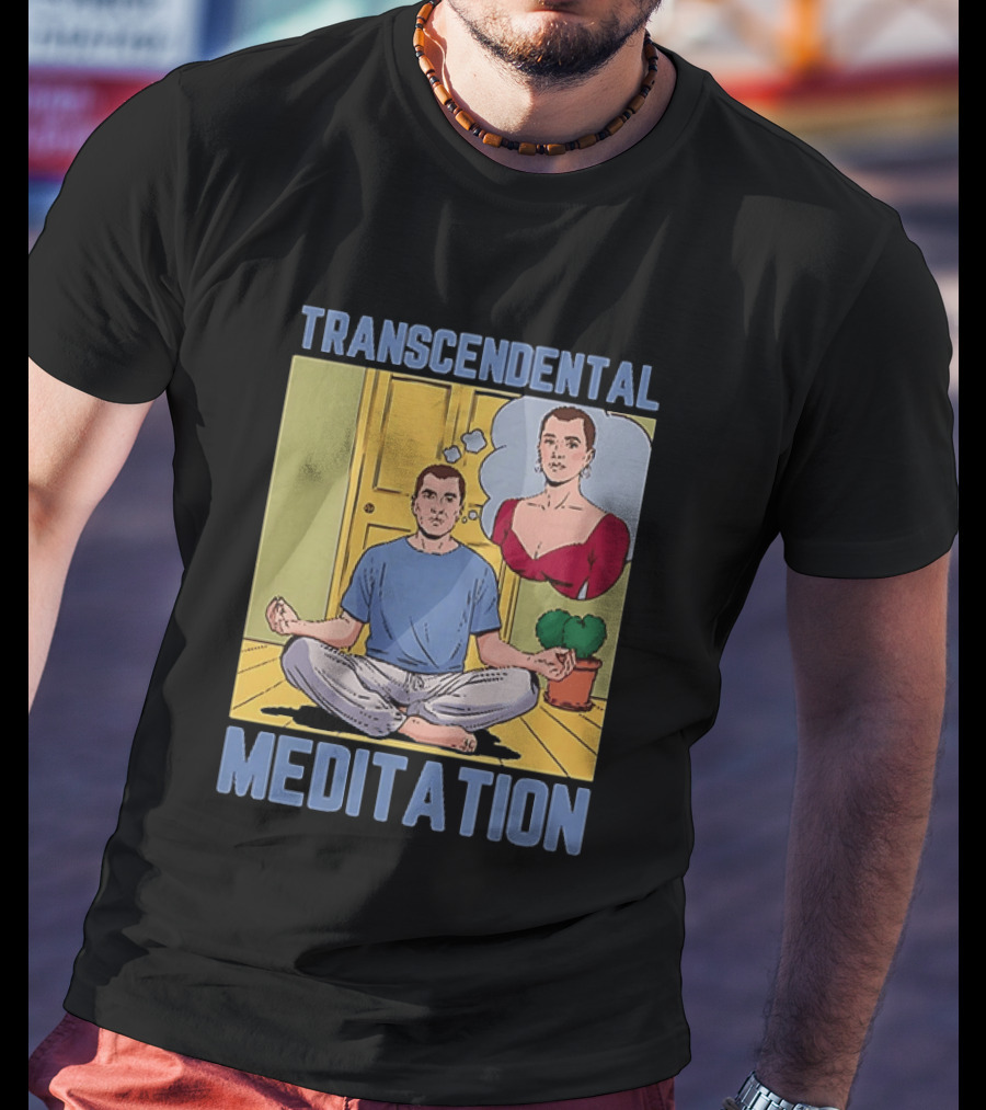 Transcendental Meditation Retro Comic Style Man Meditating Thought Bubble T-Shirt