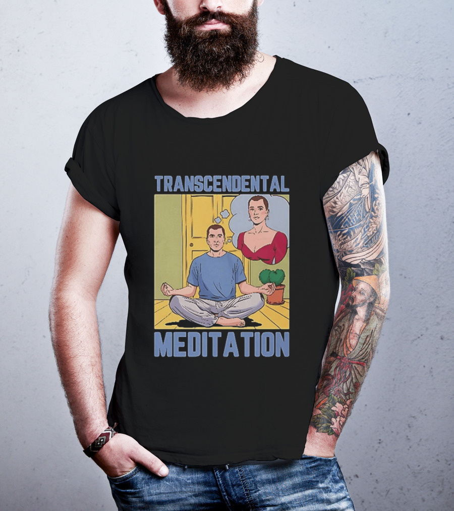 Transcendental Meditation Retro Comic Style Man Meditating Thought Bubble T-Shirt