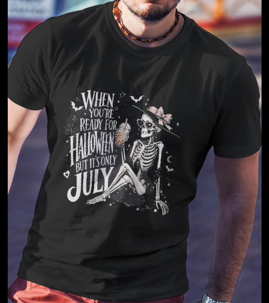 When You're Ready For Halloween But Its Only July Skeleton Witch Retro Aesthetic T-Shirt