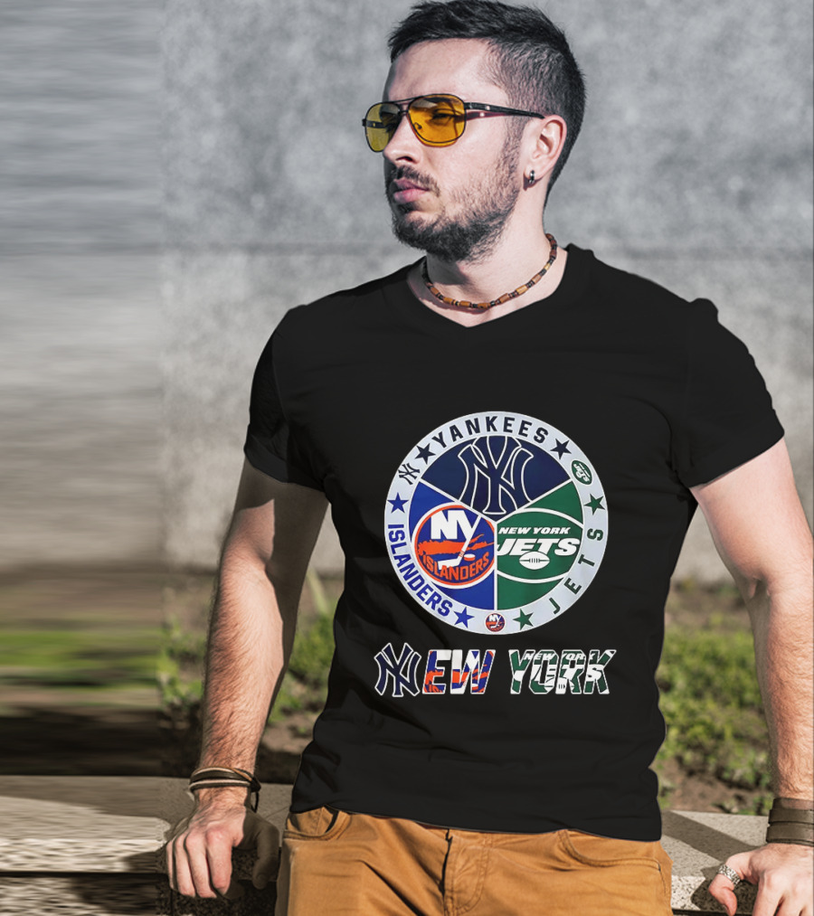 Yankees Islanders Jets New York Sports Teams Logos T-Shirt