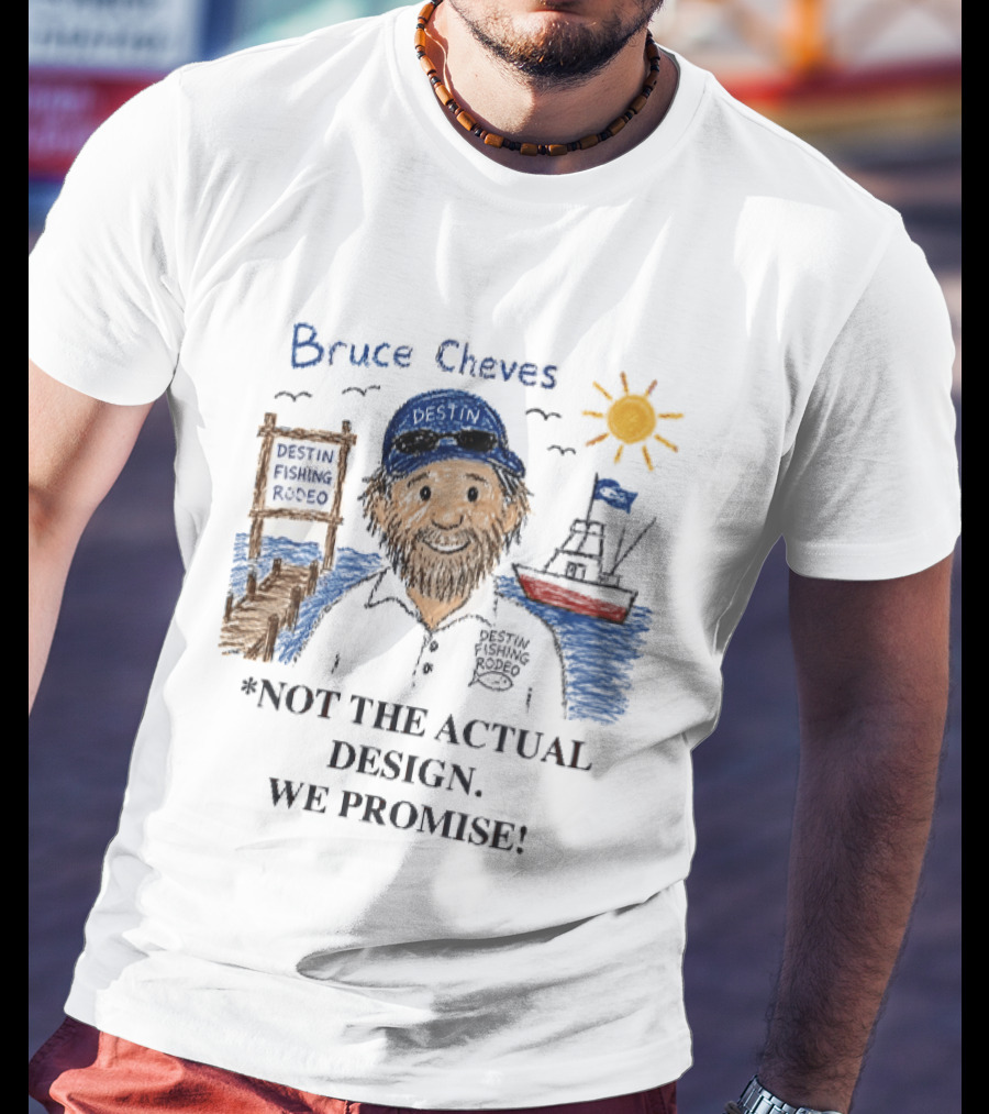 Destin Fishing Rodeo Bruce Cheves Cartoon Caricature Boat Sun Dock T-Shirt