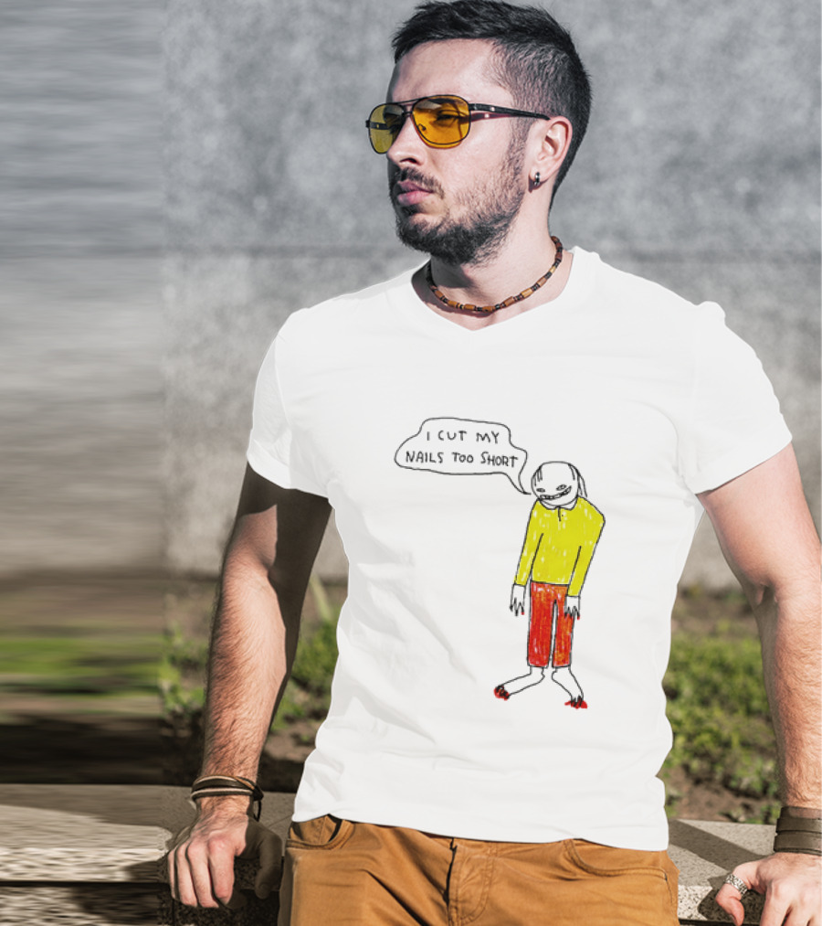 I Cut My Nails Too Short Yellow Red T-Shirt