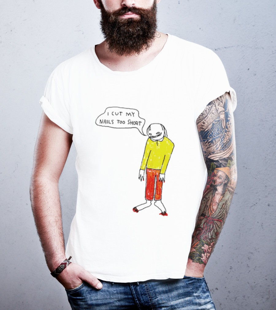 I Cut My Nails Too Short Yellow Red T-Shirt