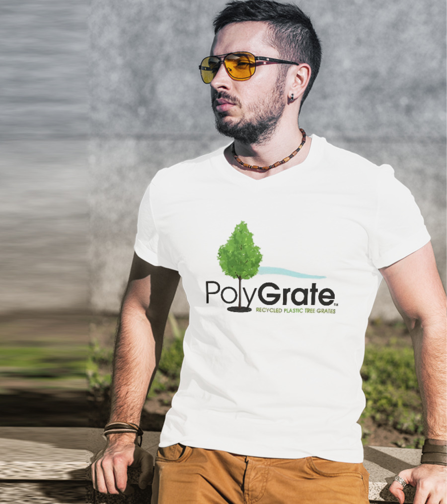 PolyGrate Recycled Plastic Tree Grates Green Foliage Blue Wave T-Shirt
