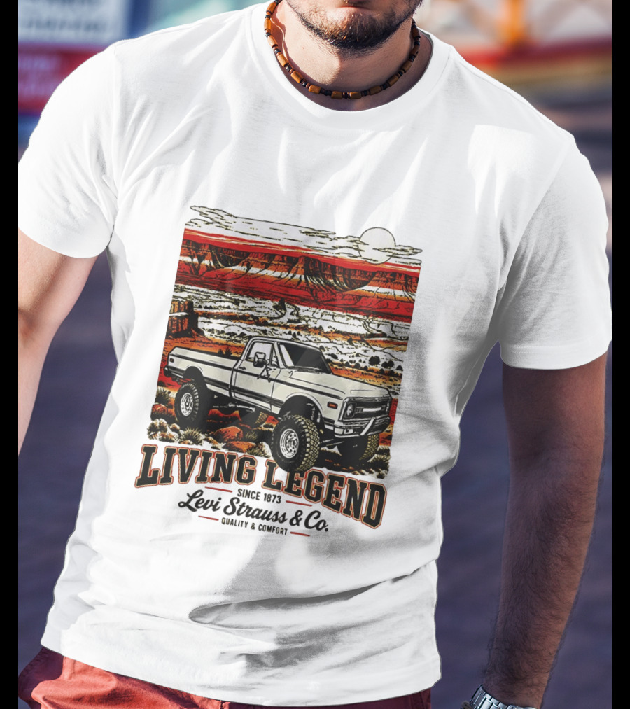 Living Legend Since 1873 Levi Strauss Co Vintage Truck Desert Scene T-Shirt