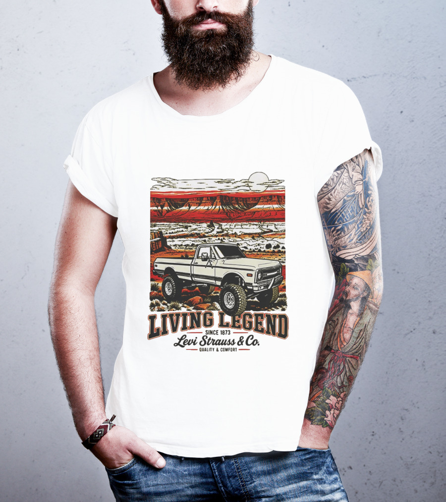 Living Legend Since 1873 Levi Strauss Co Vintage Truck Desert Scene T-Shirt