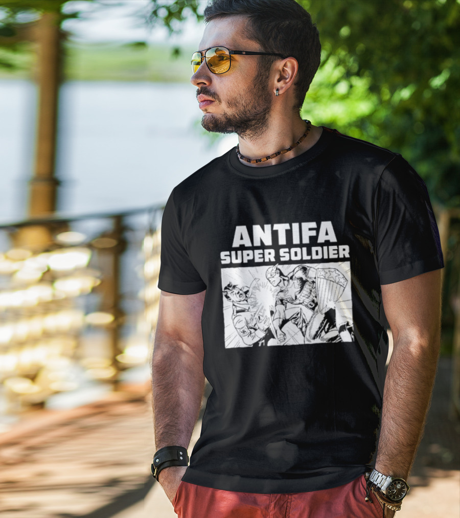 ANTIFA Super Soldier Punching Hitler Captain America T-Shirt