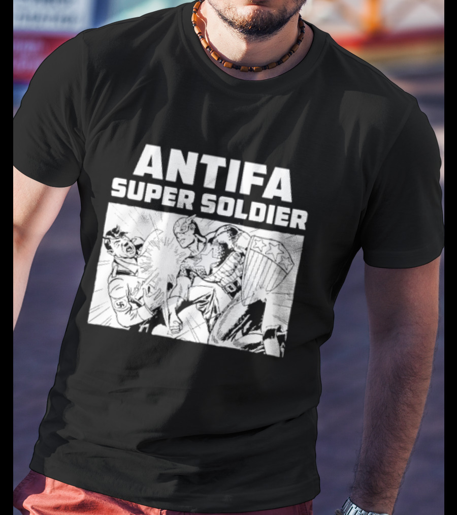 ANTIFA Super Soldier Punching Hitler Captain America T-Shirt