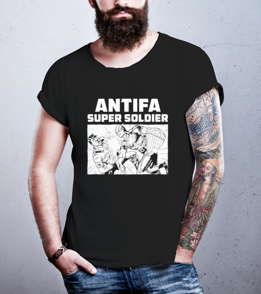 ANTIFA Super Soldier Punching Hitler Captain America T-Shirt