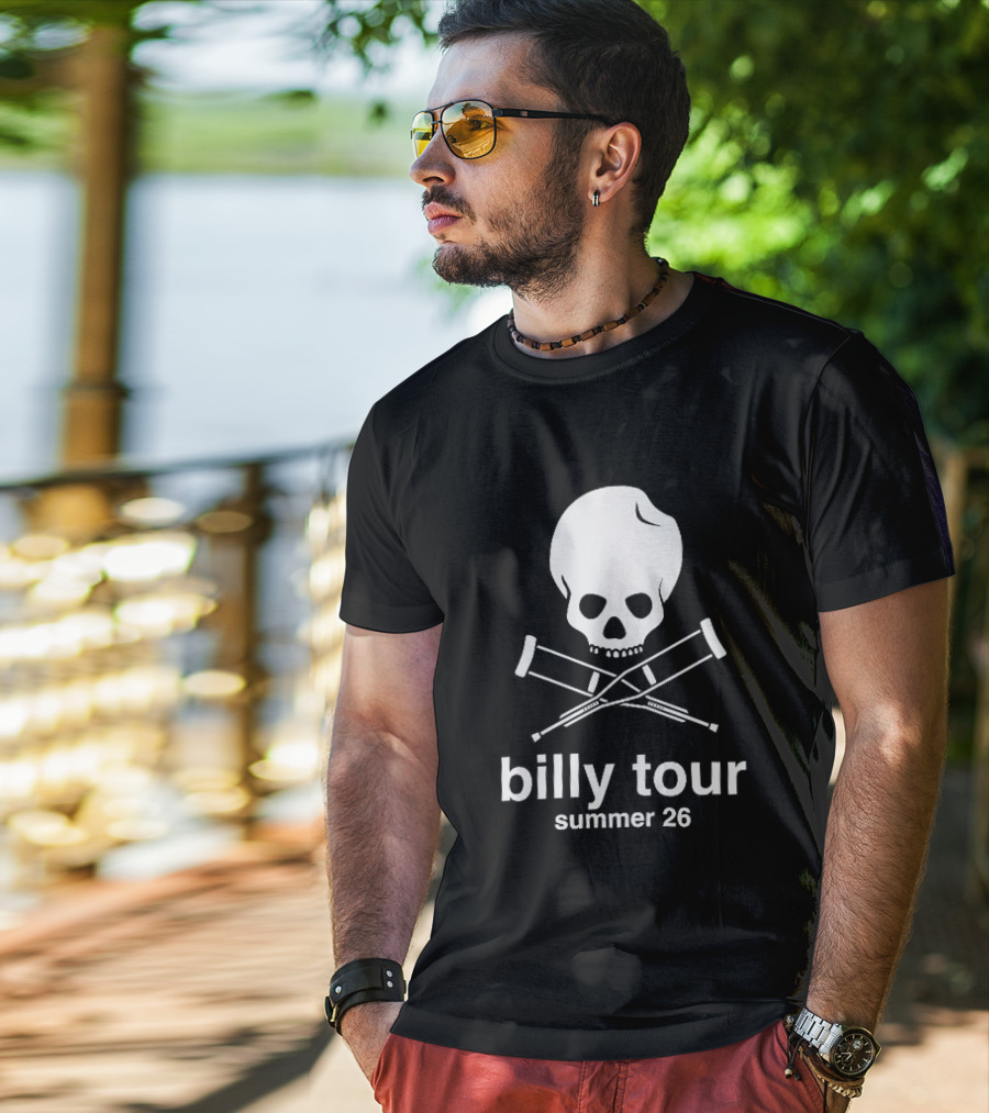 Billy Tour Summer 26 Skull And Crossed Crutches T-Shirt