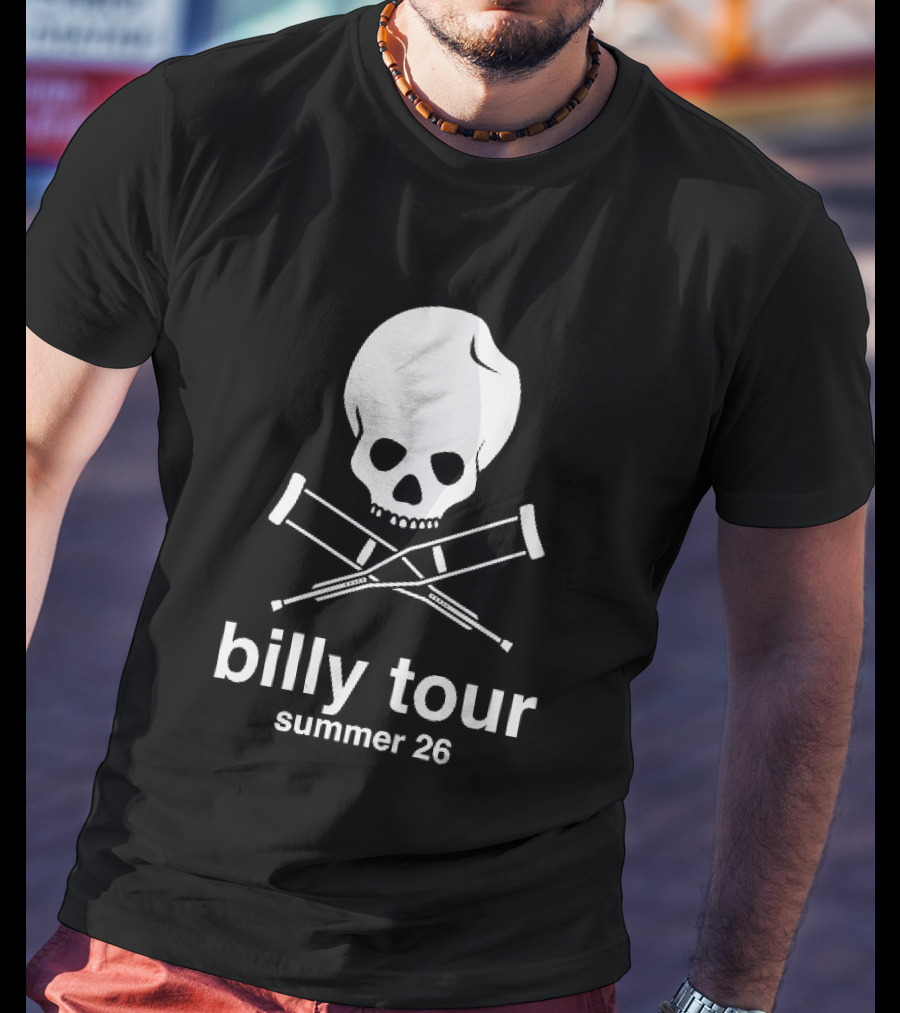 Billy Tour Summer 26 Skull And Crossed Crutches T-Shirt