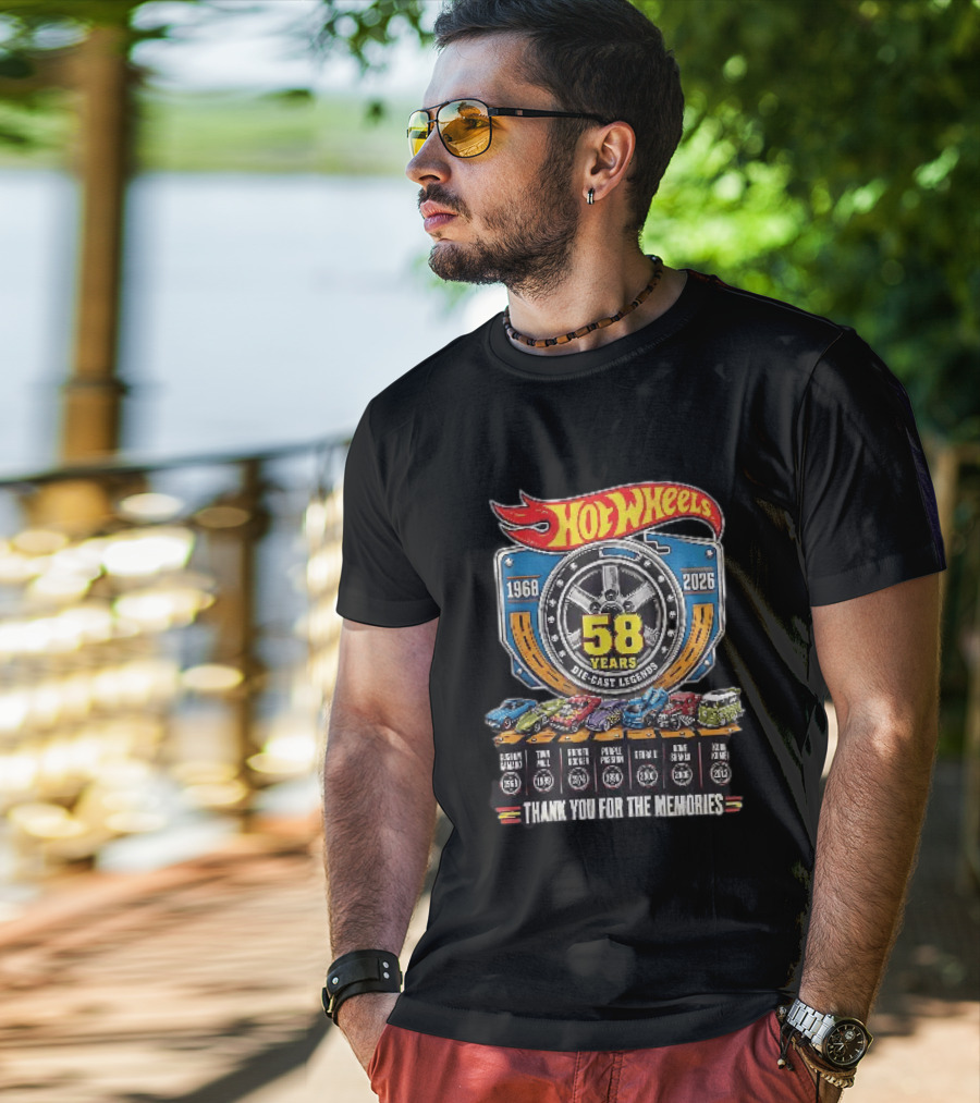Hot Wheels 1968 2026 58 Years Die Cast Legends Thank You For The Memories T-Shirt