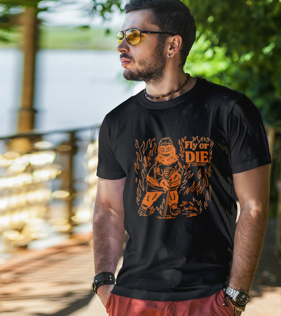 Fly Or Die Gritty Philadelphia Flyers Hockey Flame T-Shirt