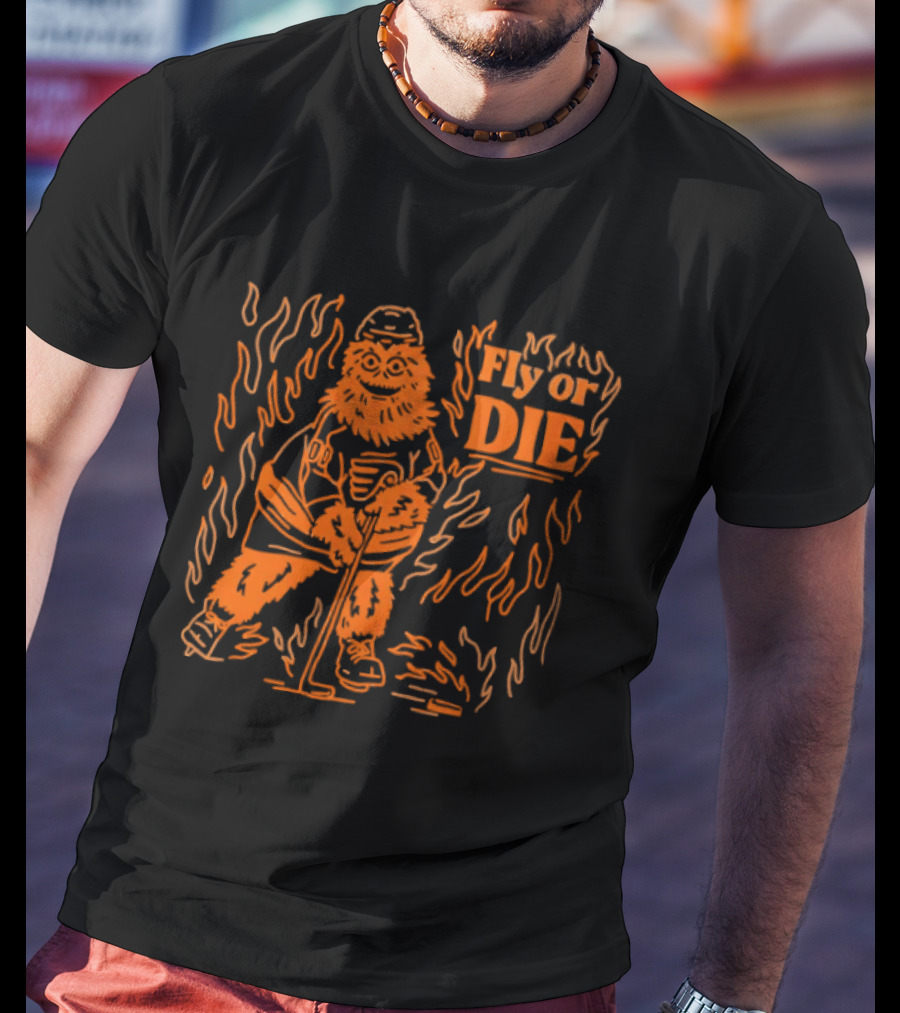 Fly Or Die Gritty Philadelphia Flyers Hockey Flame T-Shirt
