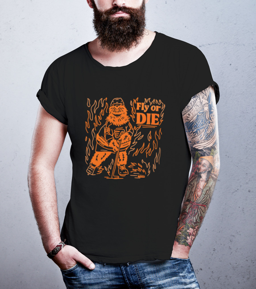 Fly Or Die Gritty Philadelphia Flyers Hockey Flame T-Shirt