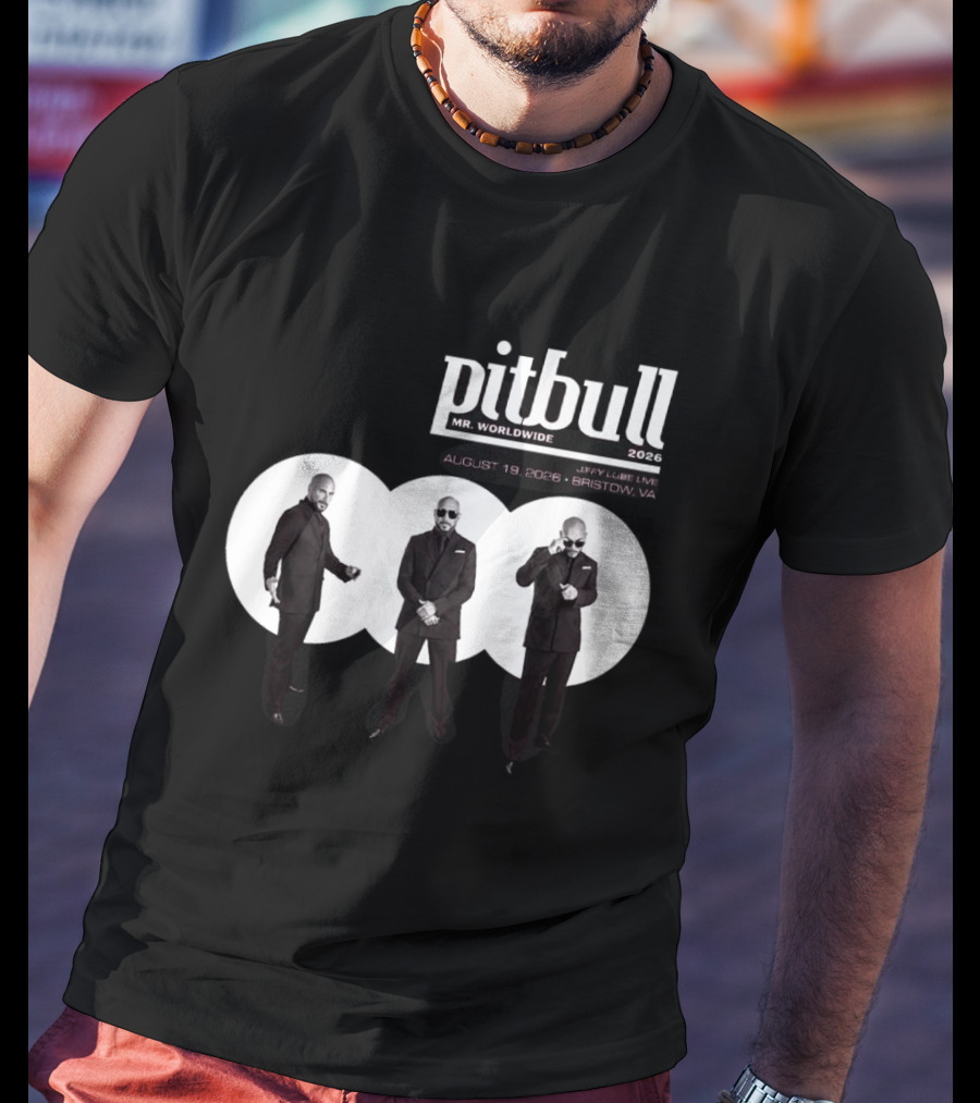 Pitbull Mr Worldwide 2026 Jiffy Lube Live Bristow VA August 19 Concert Event T-Shirt