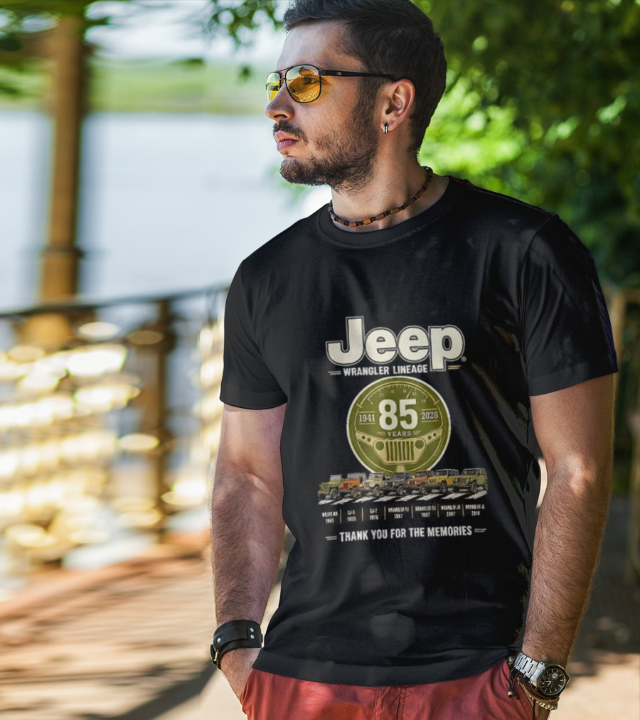 Jeep Wrangler Lineage 85 Years 1941 2026 Thank You For The Memories Vintage Models T-Shirt