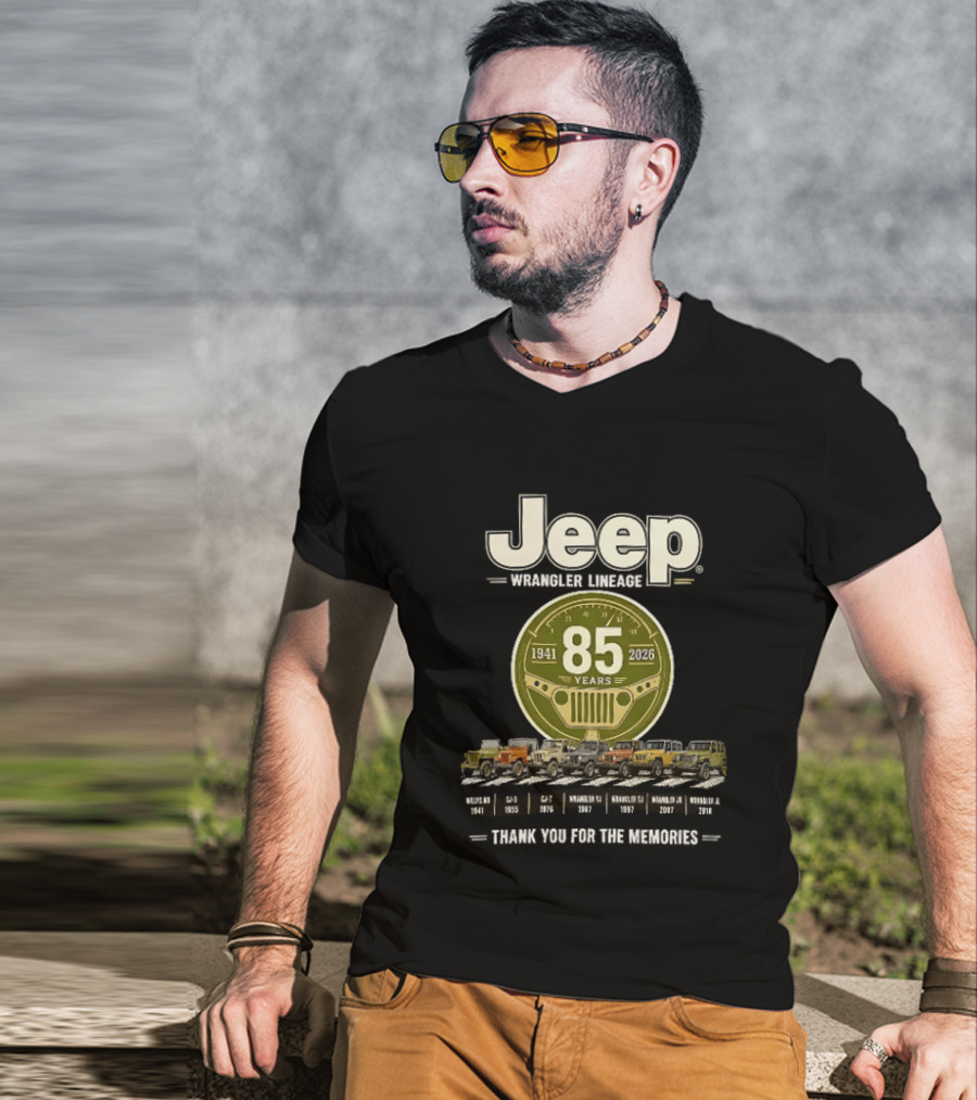 Jeep Wrangler Lineage 85 Years 1941 2026 Thank You For The Memories Vintage Models T-Shirt