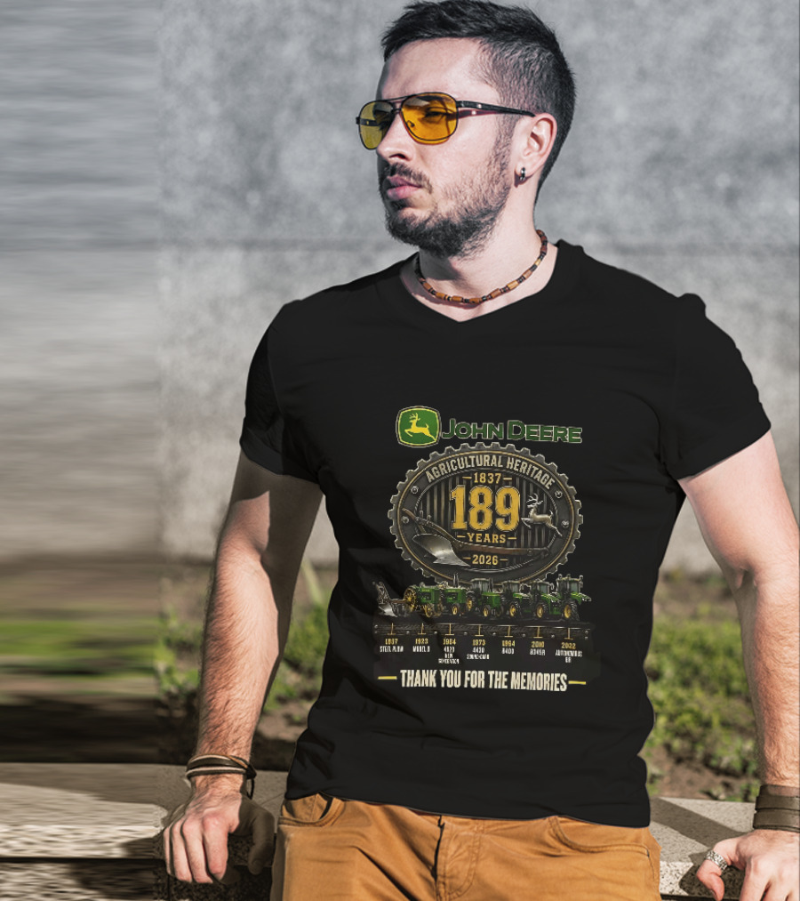John Deere Agricultural Heritage 1837 2026 189 Years Thank You For The Memories T-Shirt