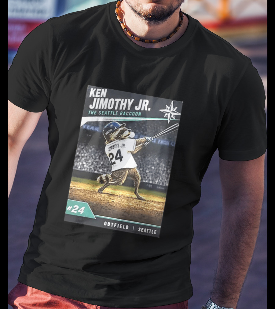 Ken Jimothy Jr The Seattle Raccoon Outfield Seattle Mariners #24 T-Shirt