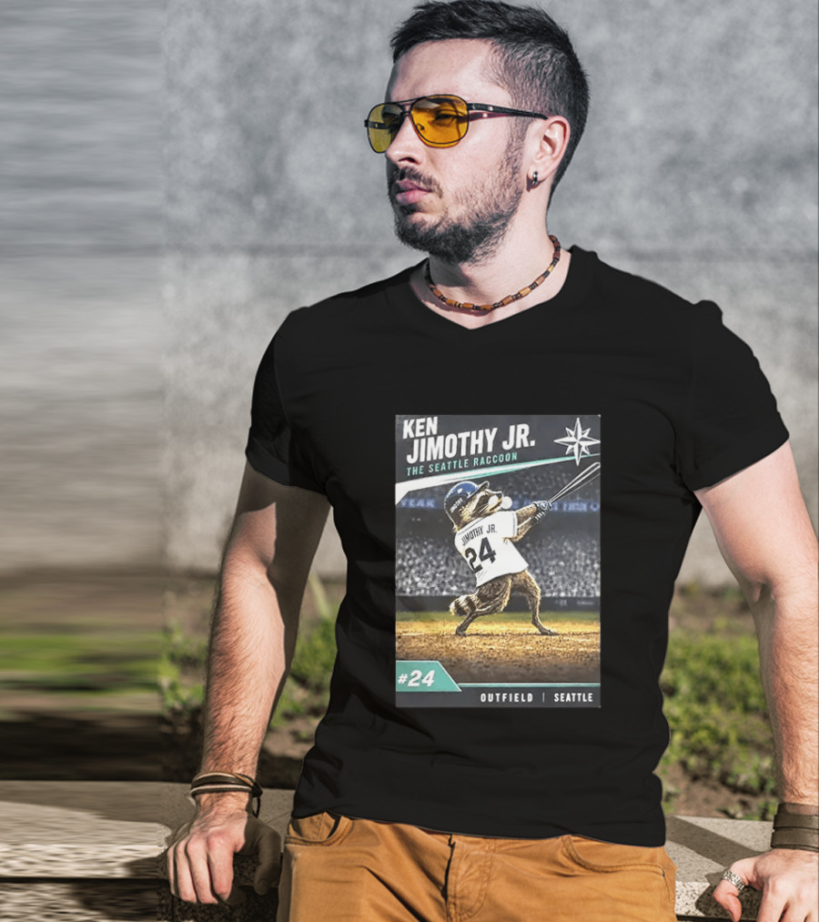 Ken Jimothy Jr The Seattle Raccoon Outfield Seattle Mariners #24 T-Shirt