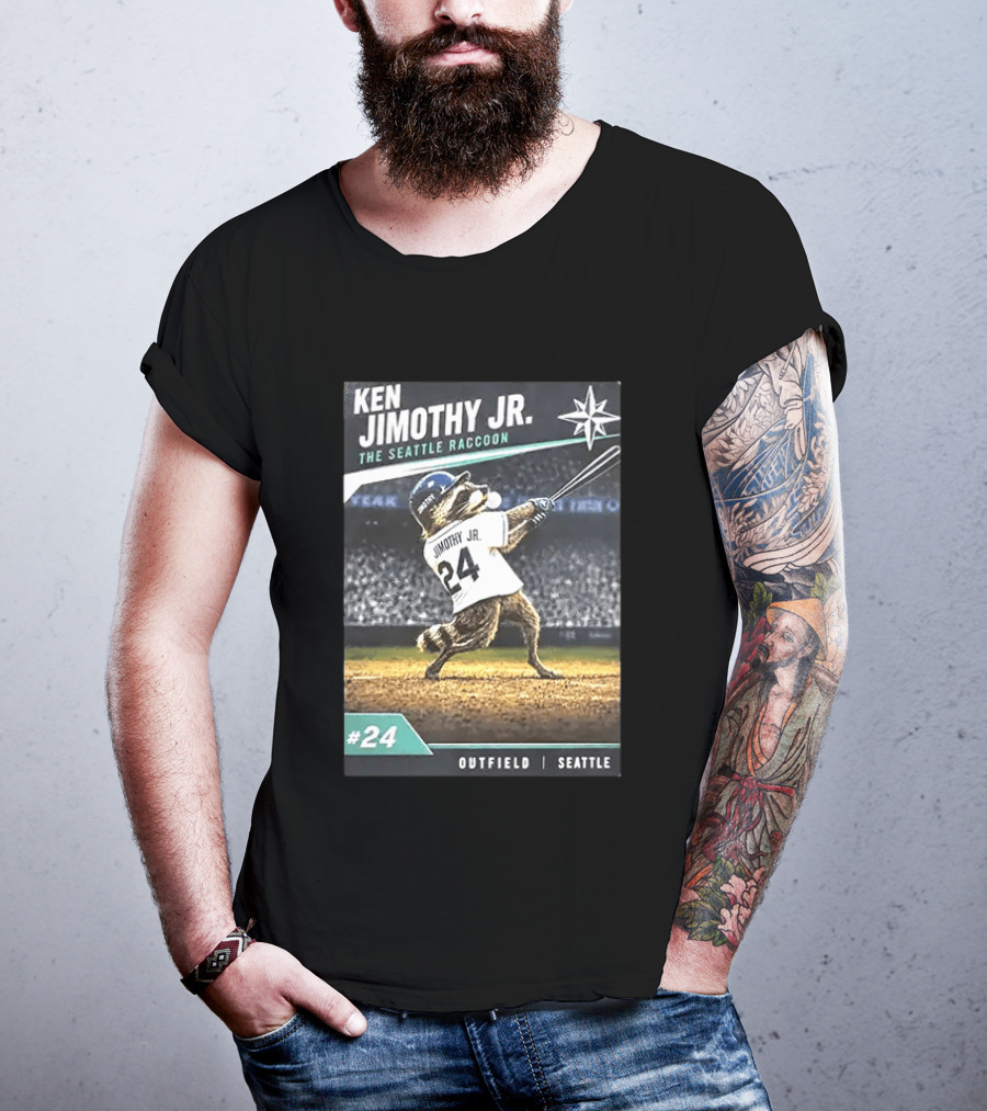 Ken Jimothy Jr The Seattle Raccoon Outfield Seattle Mariners #24 T-Shirt