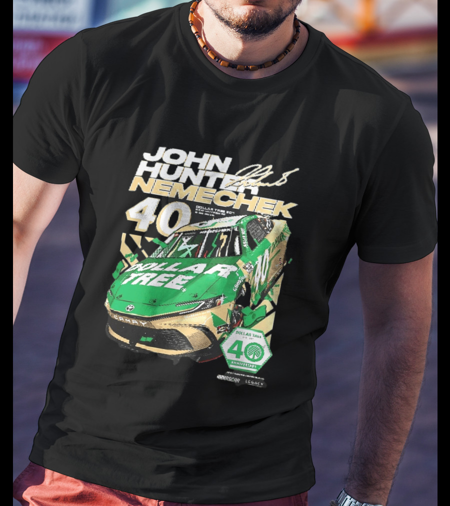 John Hunter Nemechek Dollar Tree 301 40th Anniversary 2026 Green Gold Toyota Camry Nascar New Hampshire Est 1986 T-Shirt