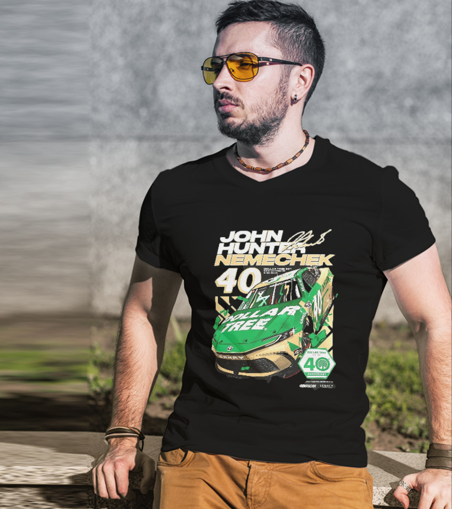 John Hunter Nemechek Dollar Tree 301 40th Anniversary 2026 Green Gold Toyota Camry Nascar New Hampshire Est 1986 T-Shirt