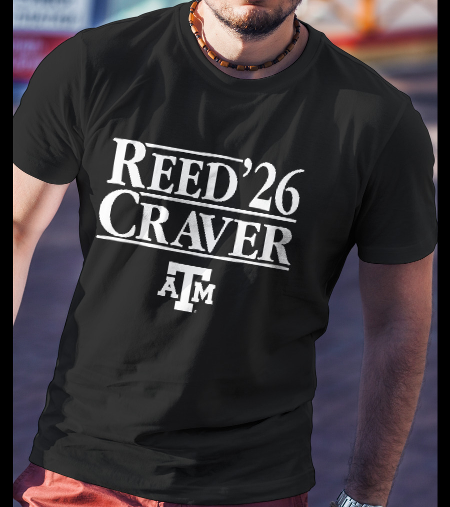 Reed 26 Craver Texas A&M Aggies ATM Beveled Serif Lines T-Shirt