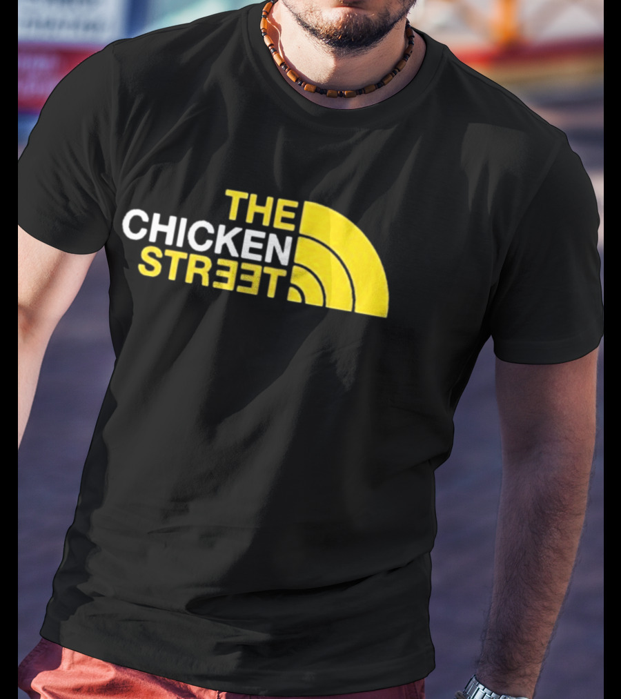 The Chicken Street Block Text Bold Yellow And White Circular T-Shirt