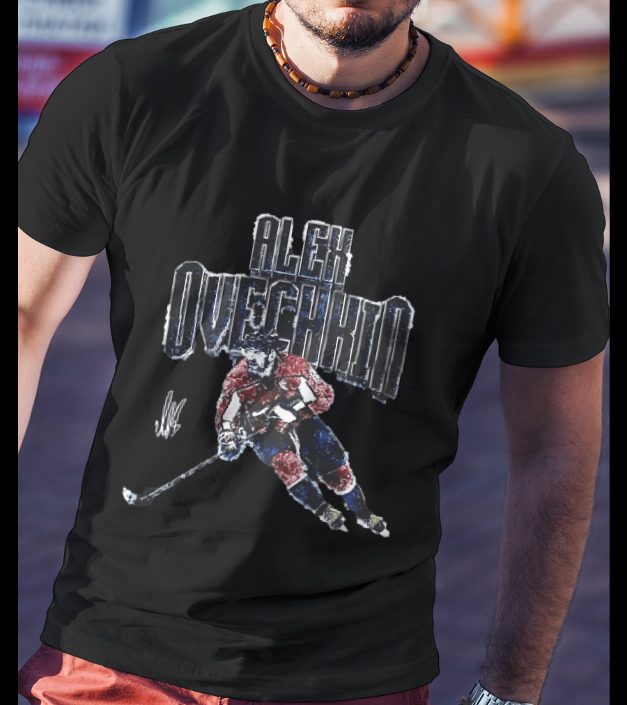 Washington Capitals NHL Alex Ovechkin Ice Hockey Player Skating Stick T-Shirt