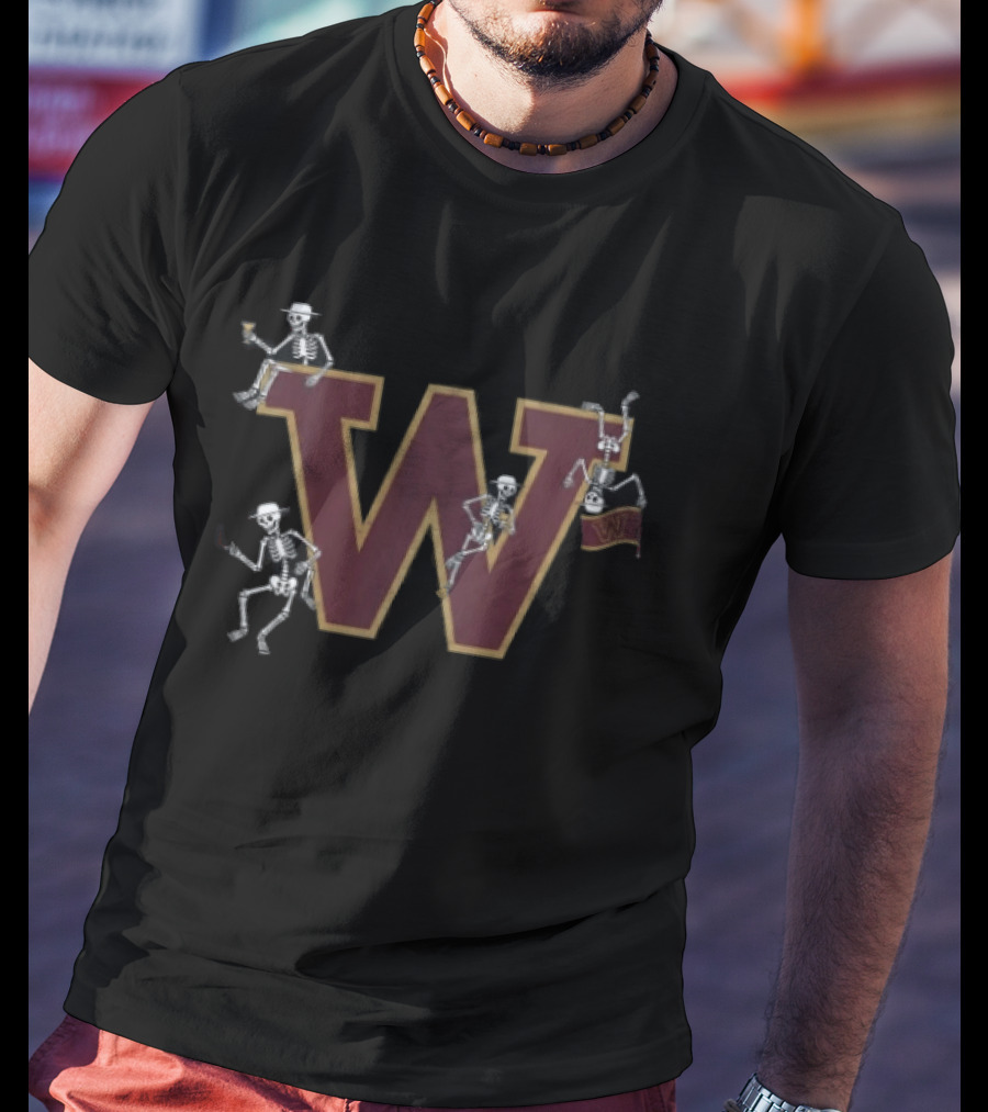 Washington Commanders Skeletons Drinking Party With W T-Shirt