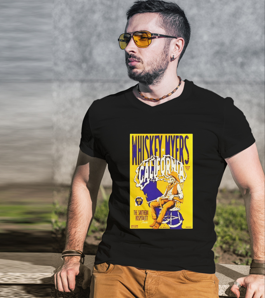 Whiskey Myers California Southern Hospitality Tour August 17 Los Angeles Reclining Cowboy T-Shirt