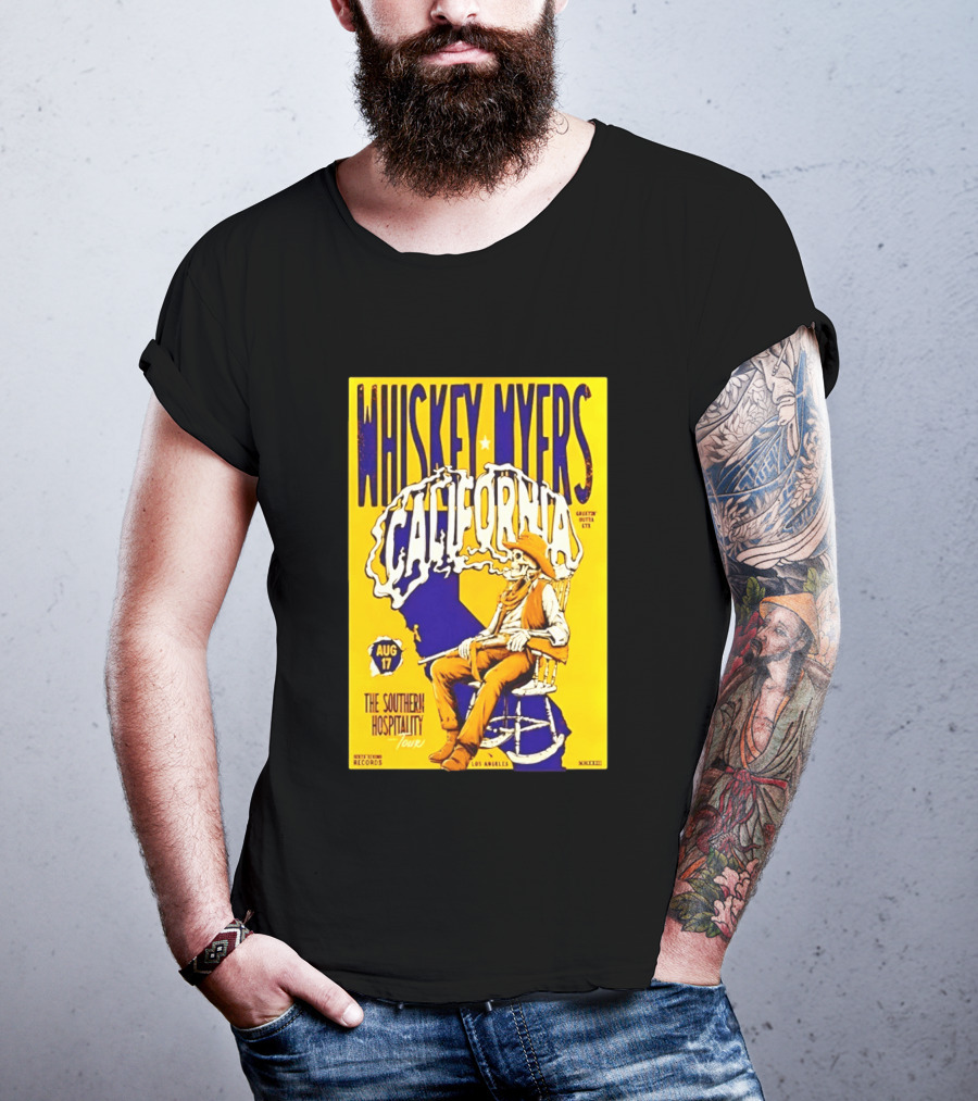 Whiskey Myers California Southern Hospitality Tour August 17 Los Angeles Reclining Cowboy T-Shirt