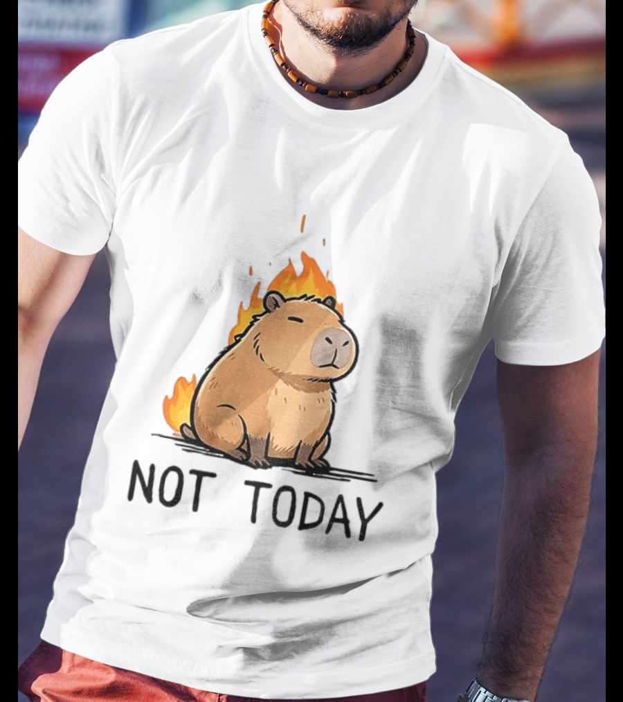 Capybara On Fire Not Today Calm Meme T-Shirt