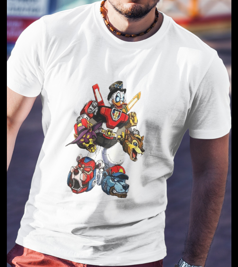 Cartoon Duck Mecha Robot Animal Armor Combination With Animal Heads T-Shirt