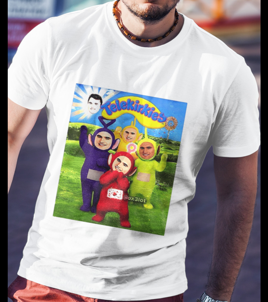 Charlie Kirk Telekirkies Meme Teletubbies Parody Face Swap T-Shirt