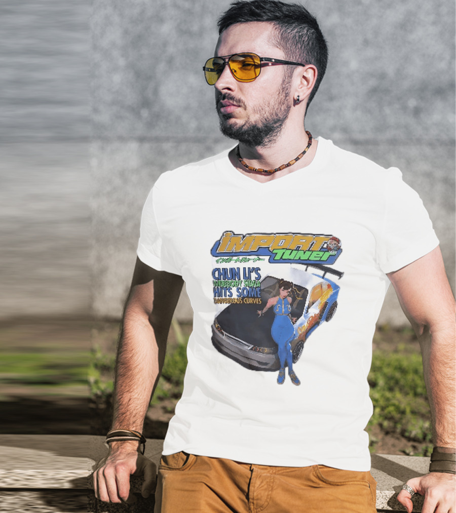 Import Tuner Chun Li's Widebody Silvia Hits Some Dangerous Curves Auto Racing Anime T-Shirt