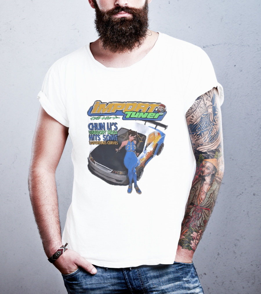 Import Tuner Chun Li's Widebody Silvia Hits Some Dangerous Curves Auto Racing Anime T-Shirt