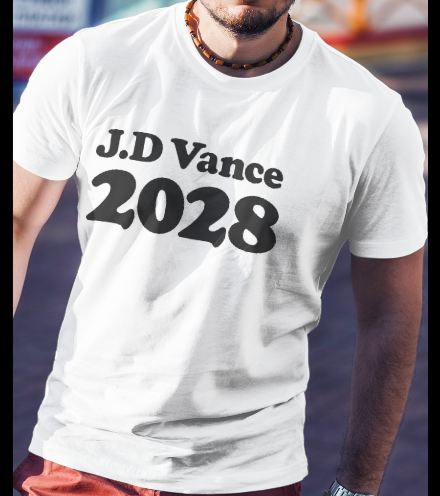 J D Vance 2028 Bold Black Chunky Serif Lettering T-Shirt