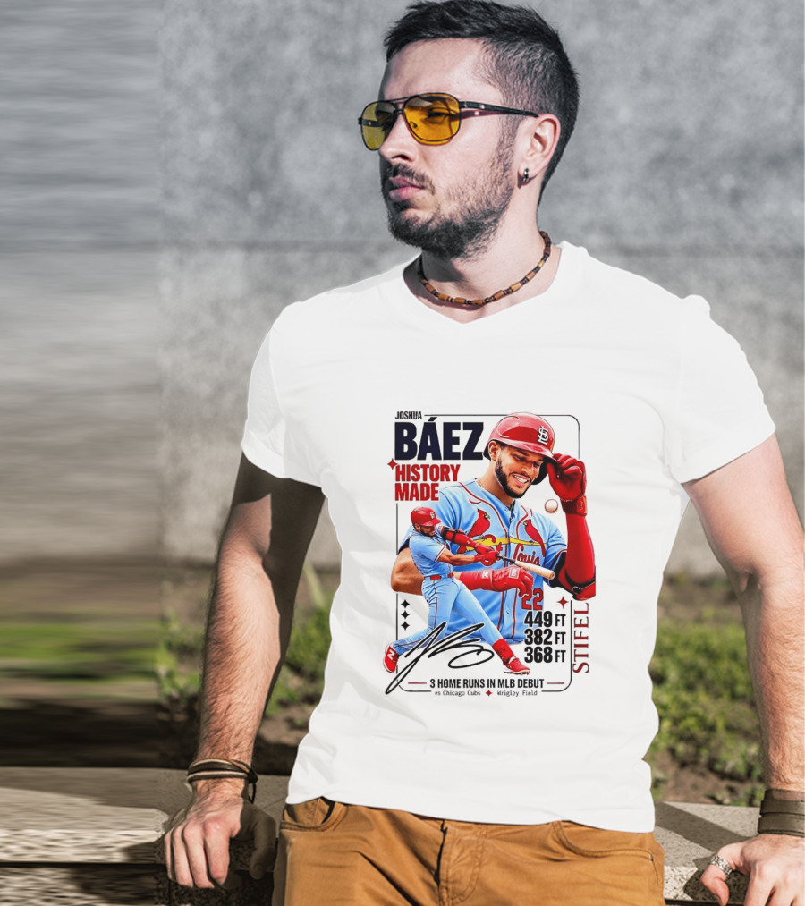 Joshua Baez St. Louis Cardinals Historic MLB Debut 3 Home Runs Wrigley Field T-Shirt