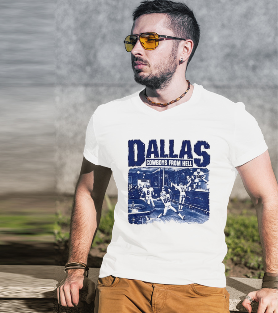 Dallas Cowboys From Hell Football Bar Scene T-Shirt