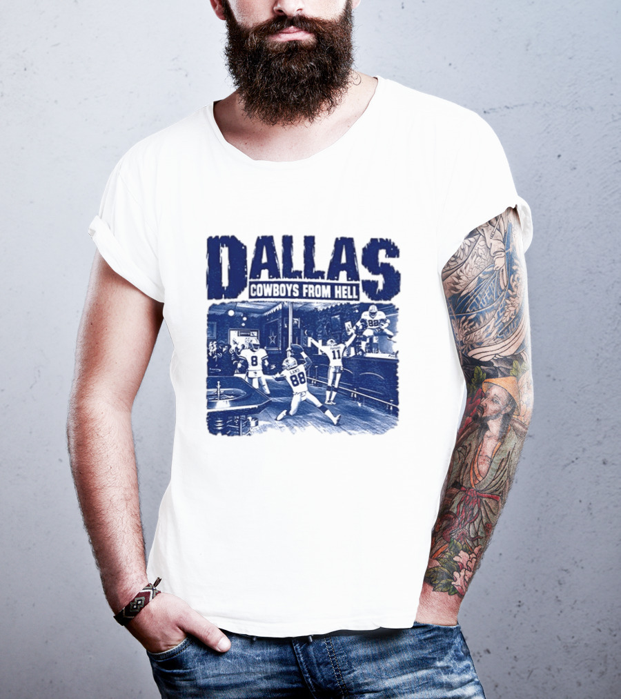 Dallas Cowboys From Hell Football Bar Scene T-Shirt