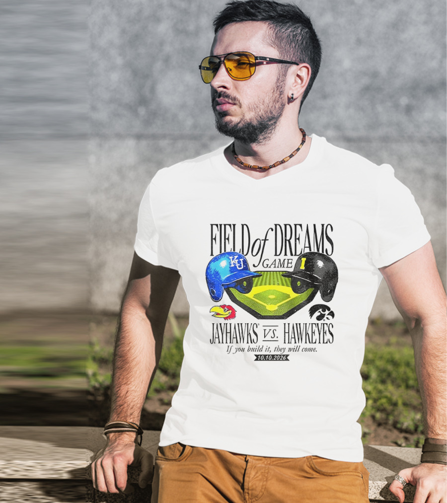 Field Of Dreams Game Kansas Jayhawks Vs Iowa Hawkeyes 10.10.2026 T-Shirt