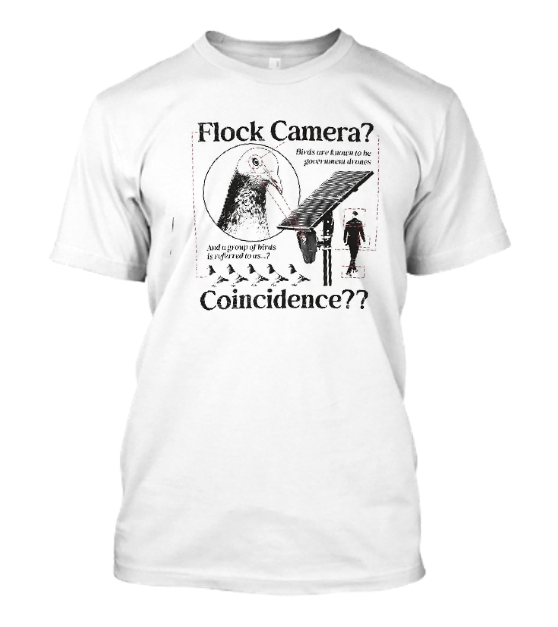 Flock Camera Birds Are Known To Be Government Drones Coincidence Pigeon Surveillance Theory T-Shirt