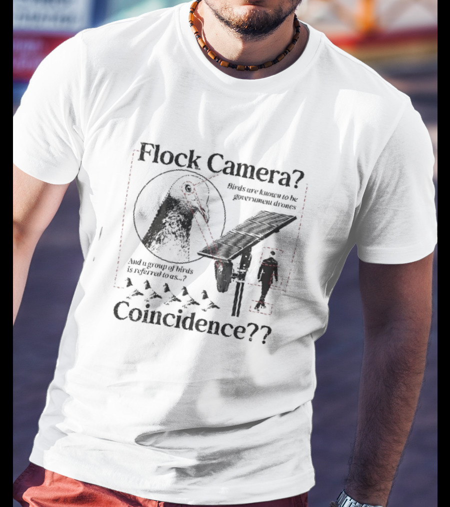 Flock Camera Birds Are Known To Be Government Drones Coincidence Pigeon Surveillance Theory T-Shirt