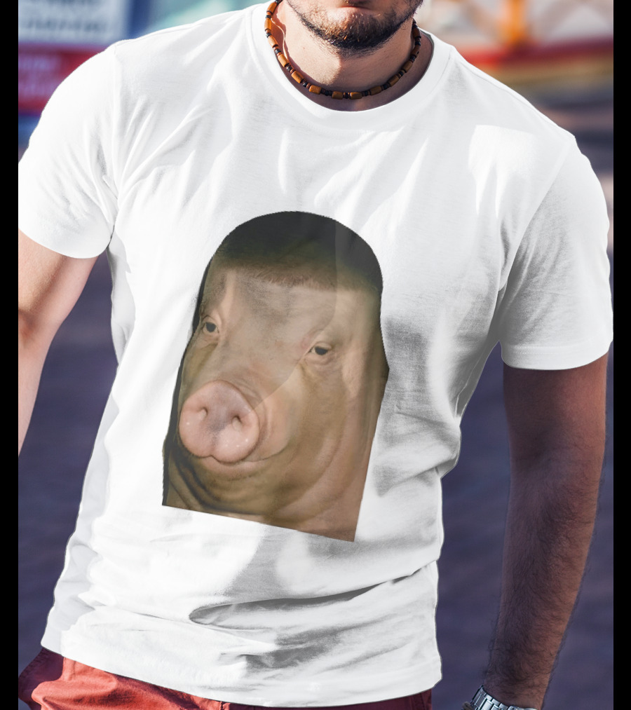 Photorealistic Close Up Pig Face Edgar Haircut Cutout T-Shirt