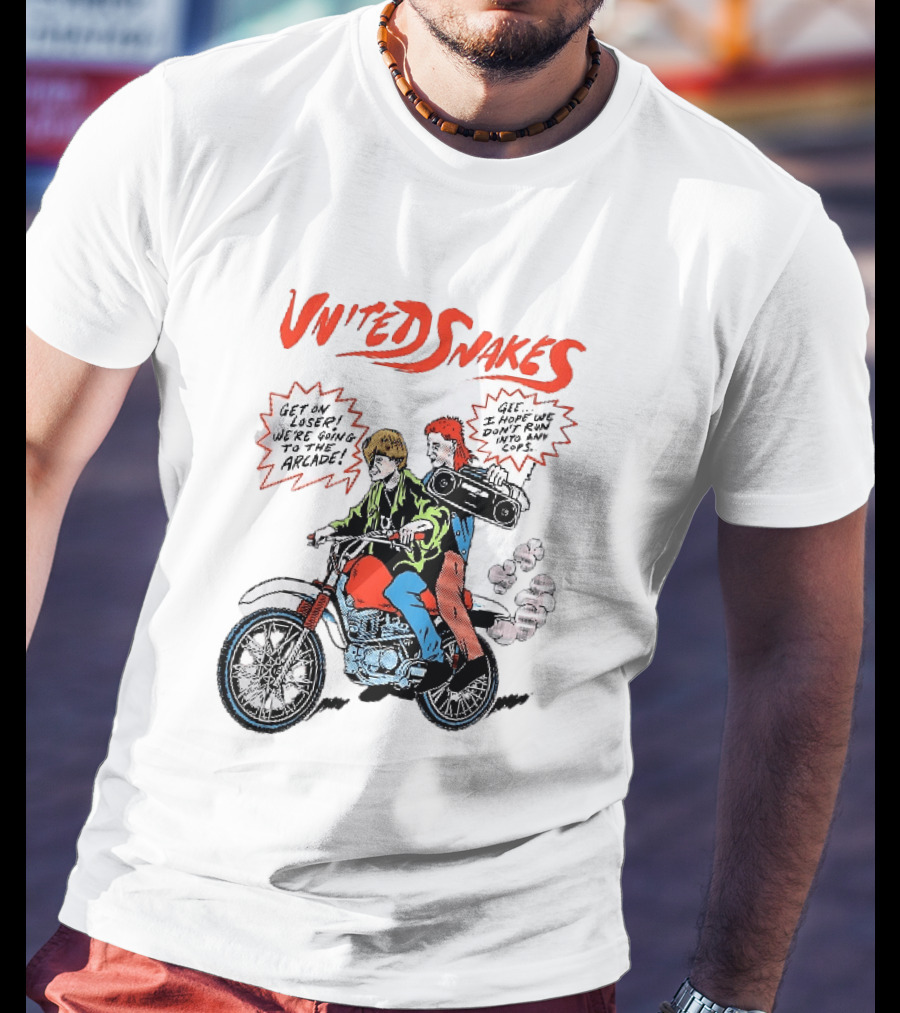 United Snakes Get On Loser We're Going To The Arcade Motorcycle Adventure T-Shirt